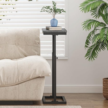 TUTOTAK End Table, Side Table, Tall Couch Table, Sofa Table, Living Room, Bedroom, Grey TB01BY083