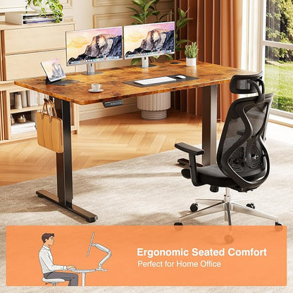 Sweetcrispy 48 Inch Electric Standing Desk, Height Adjustable Sit Stand Up Desk, Computer Workstation Home Office Gaming Rising Table with Memory Preset Splice Board,Rustic Brown