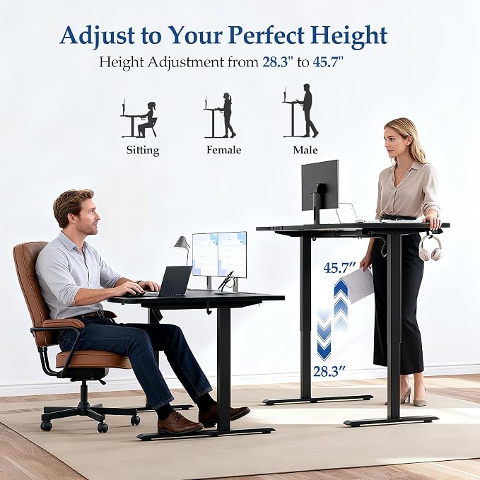 Klicelor L Shaped Standing Desk 55 x 31.5 Inch, Electric Height Adjustable Corner Desk for Home Office Workstation, Ergonomic Sit Stand Computer Table with Memory Controller, Black