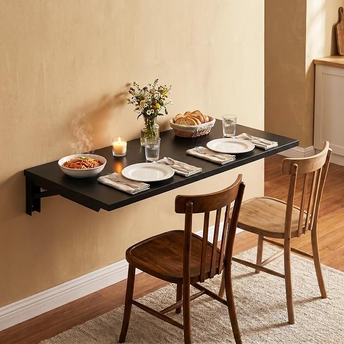 Need Wall Mounted Desk - Heavy Duty Folding Work Table Length 36" Width 20"/Small Space Hanging Desk Perfect Addition to Home/Office/Kitchen & Dining Room AC15CB(9050)