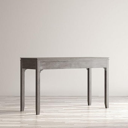 Jofran Mid-Century Modern Acacia Wood Writing Desk with 3 Drawers and USB Charging Port, 48 Inch Computer Desk for Home Office Work, Platinum