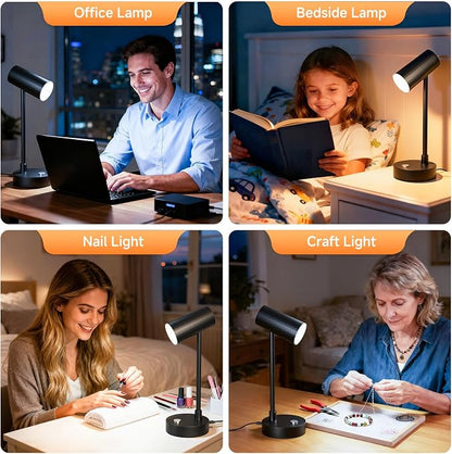 ShineTech LED Desk Lamp for Home Office, Dimmable Table Lamp with 3 Color Modes & Adjustable Brightness, USB-C Port, Touch Control, Eye-Caring Reading Lamp for Bedside, Study, Work