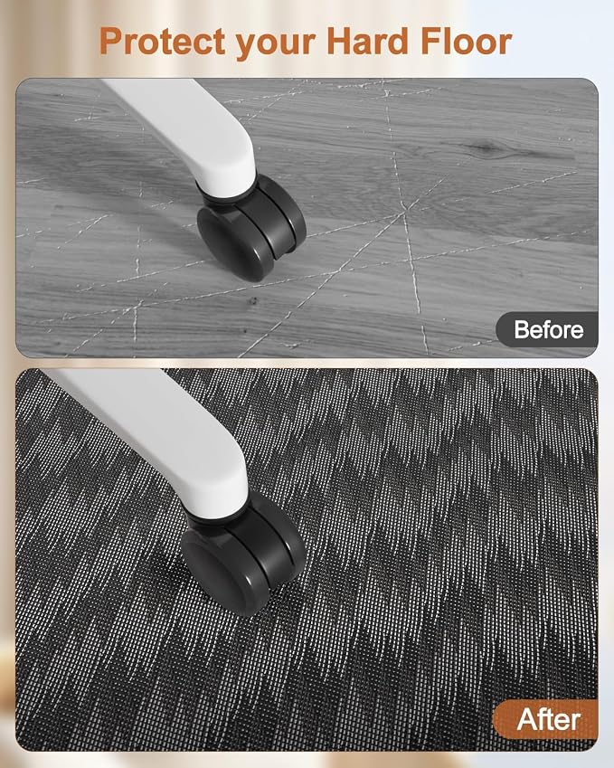 Blvornl Ultra Large Office Chair Mat for Hardwood Floor, Rolling Chair Mat for Hard Wood, Large Anti-Slip Hard Floor Protector, Heavy Duty Computer Desk Rug for Office and Home 50"*63" Deep Grey
