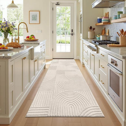 Pauwer 3x8 Washable Area Rugs for Living Room Modern Beige Solid Color Soft Fluffy Rugs for Bedroom Non Slip Boho Accent Indoor Mat Floor Carpet Cover for Kids Dining Room Kitchen Office