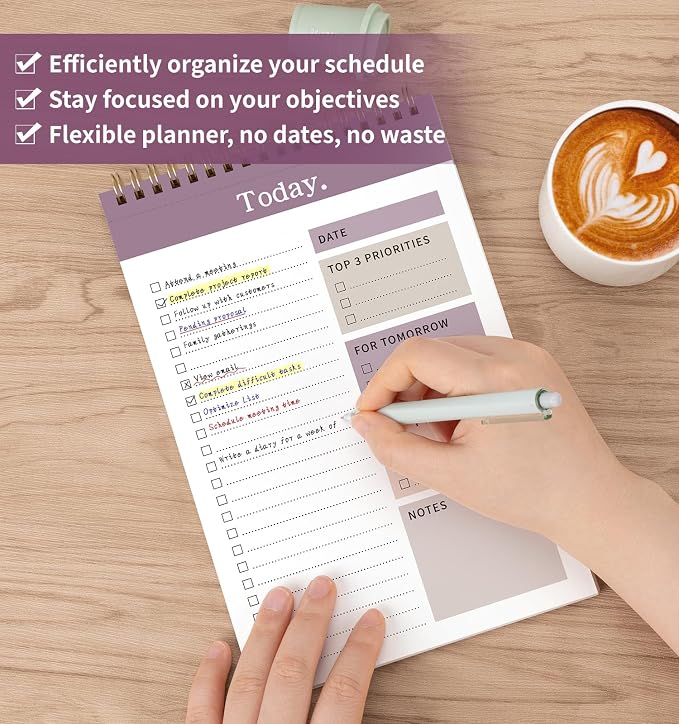 104 Pgs To Do List Notepad, 52 Undated Sheets Duplex-printed Daily Planner For Work Home School Office Desk Accessories Supplies & Goal Setting Tasks -Purple