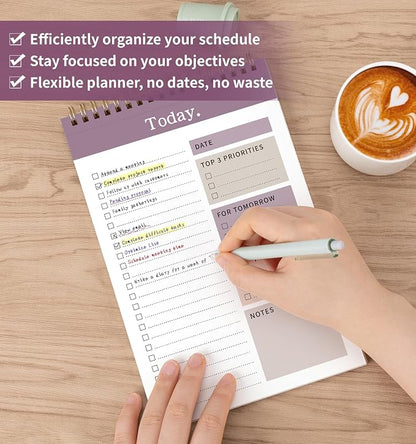 104 Pgs To Do List Notepad, 52 Undated Sheets Duplex-printed Daily Planner For Work Home School Office Desk Accessories Supplies & Goal Setting Tasks -Purple