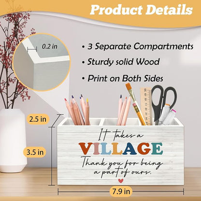 Teacher Appreciation Gifts, It Takes a Village Pen Holder Organizer for Desk Accessories, Thank You Gifts for Women Teacher Nurse Coworker Daycare Provider Nanny Babysitter for Tabletop Decor