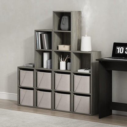 Furinno PASIR Book Shelf, 2-Tier Modern Bookshelf, Open Shelves Bookcase 9 x 12 x 21, Easy Assembly, for Living Room, Bedroom, Home Office, French Oak