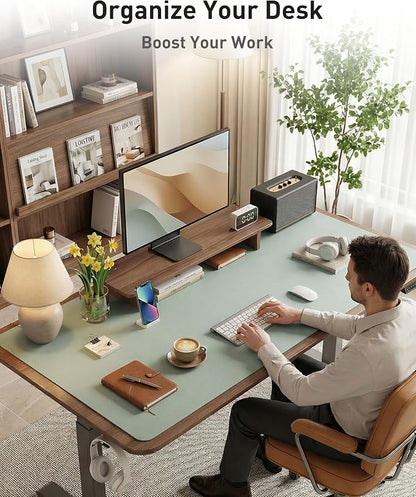 Aothia Faux Leather Desk Mat - Large Mouse Pad, Non-Slip PU Leather Blotter, Waterproof Writing Surface for Office and Home (Light Blue, 40" x 24")