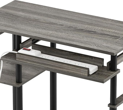 Furinno Abbott Computer Desk with Bookshelf, French Oak Grey/Black