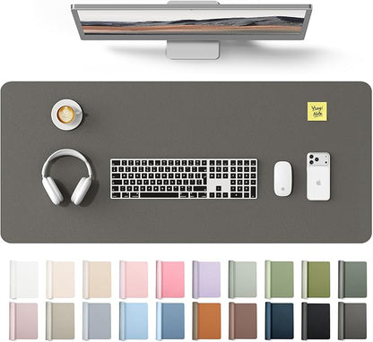 YSAGi Leather Desk Protector, Office Mat, Large Mouse Mat, Non-Slip PU Leather Blotter, Laptop Desk Mat, Waterproof Writing Pad for Office and Home(Dark Grey, 42" x 17.2")
