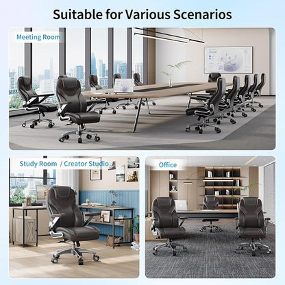 Big and Tall Office Chair with 5D Arms, Fabric & PU Leather Heavy Duty Desk Chair, Adjustable Lumbar Support & Height, Tilt Function, High Back Ergonomic Executive Computer Chair