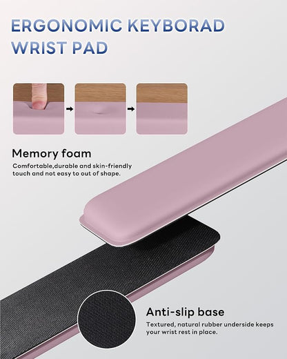 Laborio Computer Keyboard Wrist Rest Stand for Desktop, Keyboard Holder for Easy Typing with Wrist Pad for Office Desk, Home, School (Rose Pink)