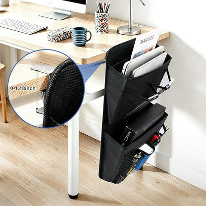 Desk Side Storage, Sesktop Storage Pouch, Drill-free Laptop Holder, Clip-on Multifunctional Laptop Stand with Pen Holder, Hanging Desktop Storage Rack for Home Offices