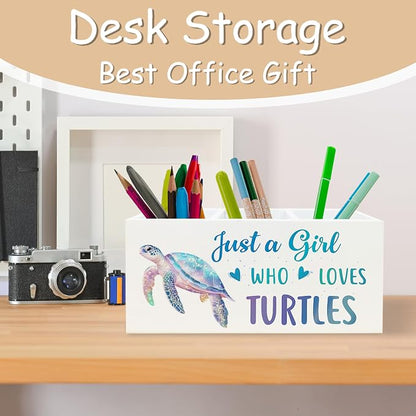 Sea Turtle Coastal Pen Holder for Home Office Desk, Sea Turtles Gifts for Women, Beach Office Decor, Beach Turtle Makeup Brush Toothbrush Holder Organizer for Bathroom Desk Accessories