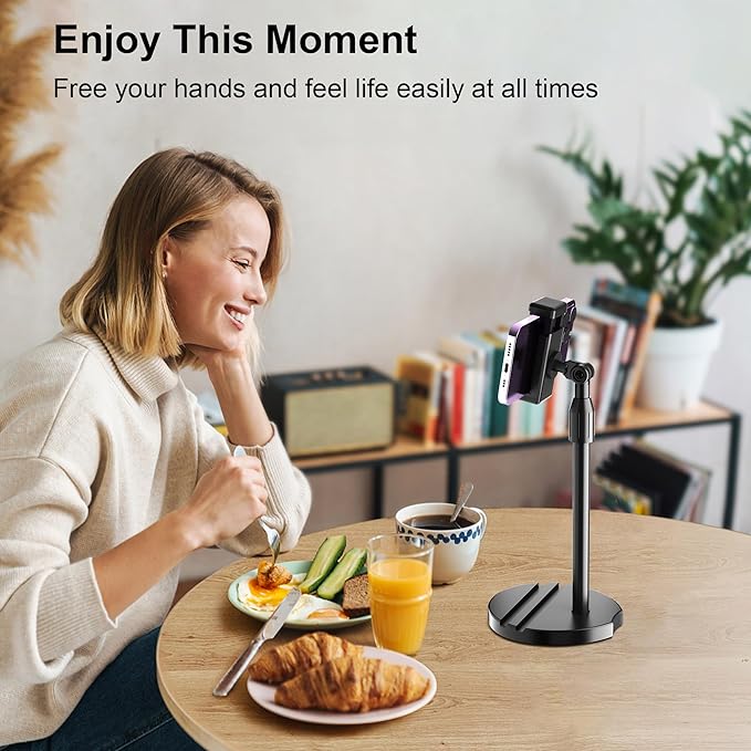 LenTok Telescopic Webcam Tripod Stand for Desk with Phone Holder, Desktop Webcam Mount Compatible with C922 C930e C920S C920 C615 C960 C920x Brio 4K, Table Phone Stand with 1/4'' Thread