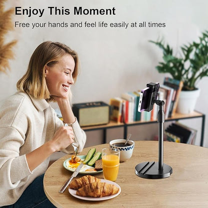 LenTok Telescopic Webcam Tripod Stand for Desk with Phone Holder, Desktop Webcam Mount Compatible with C922 C930e C920S C920 C615 C960 C920x Brio 4K, Table Phone Stand with 1/4'' Thread