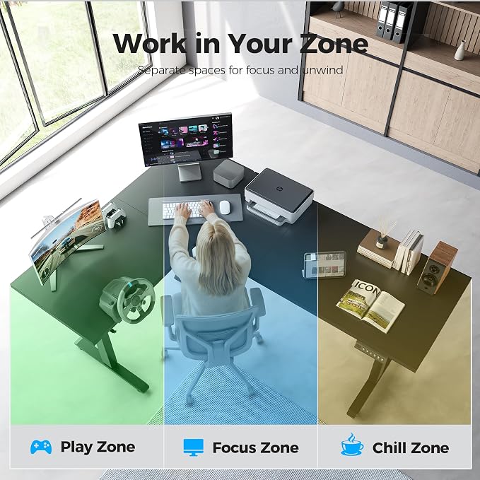 Agilestic L Shaped Standing Desk 63 inch Adjustable Height, Electric Corner Standing Desk, Sit Stand Computer Table with Splice Board, Black