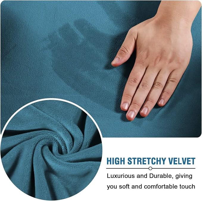 Velvet Plush Office Desk Chair Cover, Peacock Blue, XL | Stretchable, Ergonomic, Cat Proof Protector, For Office Desk Computer Chairs with Wheels & Armrests,Executive Rotating Chairs