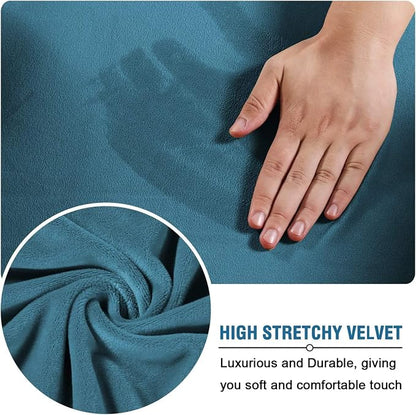 Velvet Plush Office Desk Chair Cover, Peacock Blue, XL | Stretchable, Ergonomic, Cat Proof Protector, For Office Desk Computer Chairs with Wheels & Armrests,Executive Rotating Chairs