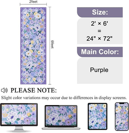 DUKINO 2x6 Runner Rug for Hallway, Washable Kitchen Rug with Non Slip Backing, Low Pile Soft Boho Floral Runner for Kitchen, Hallway, Entryway, Laundry, Bedroom, Purple