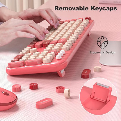 Dilter Wireless Keyboard Mouse Combo, Typewriter Full Size Keyboard with Number Pad and 2 in 1 USB Connected Mouse for Windows 7/8/10, Laptop, Desktop, PC, Computer
