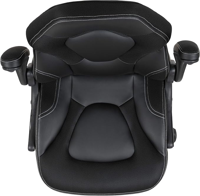 Flash Furniture X10 High-Back LeatherSoft Racing Style Gaming Chair with Flip-Up Arms, Ergonomic Padded Swivel Computer Chair, Black