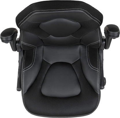 Flash Furniture X10 High-Back LeatherSoft Racing Style Gaming Chair with Flip-Up Arms, Ergonomic Padded Swivel Computer Chair, Black