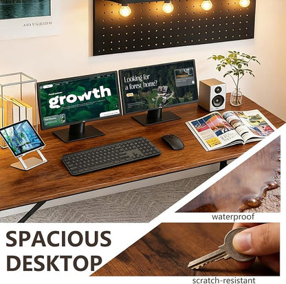 BestOffice Computer Desk,Home Office Desk, Modern Simple Style for Home Office Study Writing (Brown, 55 Inch)