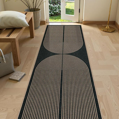 Lahome Enfys Modern Rainbow Kitchen Runner Rug, 2x8 Easy Jute Rug Runners for Hallways Entry Farmhouse Indoor Outdoor Carpet, Contemporary Washable Non Slip Runner for Laundry Room Porch