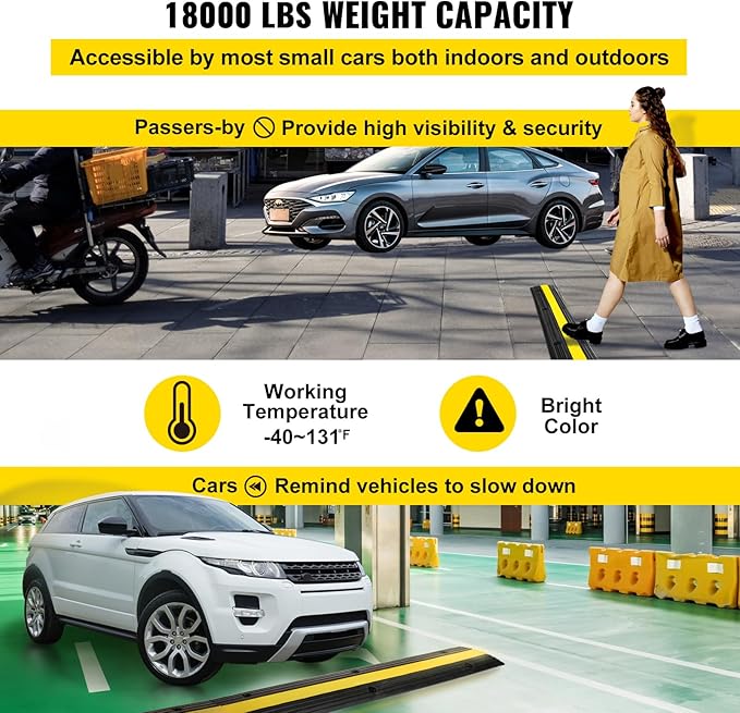 Happybuy 4 Pack of 1-Channel Rubber Cable Protector Ramps Heavy Duty 18000Lbs Load Capacity Cable Wire Cord Cover Ramp Speed Bump Driveway Hose Cable Ramp Protective Cover | Heavy Duty, 18000Lbs Load Capacity, Speed Bump Driveway, Hose Cable Ramp