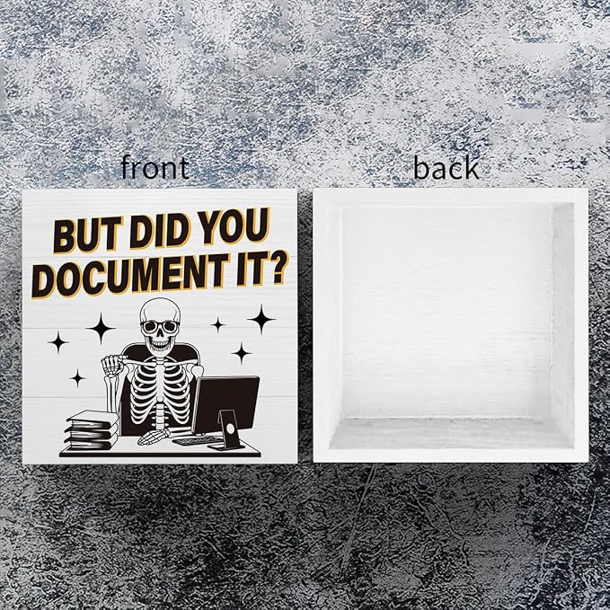 mmiishe But Did You Document It sign Halloween Office Decor Gifts for Boss | Halloween Desk Decorations for Office Shelf Home Wall Thanksgiving Boss Colleague HR Nurse Gifts 5 x 5 Inches