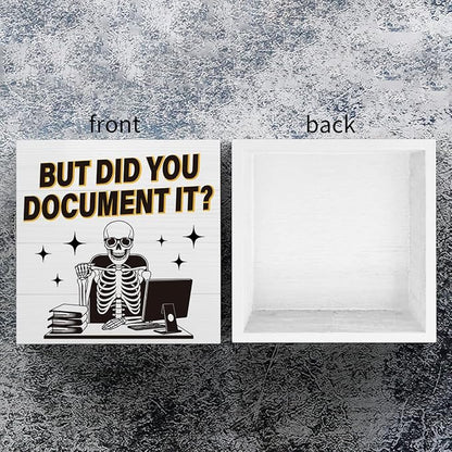 mmiishe But Did You Document It sign Halloween Office Decor Gifts for Boss | Halloween Desk Decorations for Office Shelf Home Wall Thanksgiving Boss Colleague HR Nurse Gifts 5 x 5 Inches