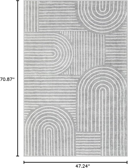 Lahome Abstract Washable Rugs, Soft Area Rugs 4x6 Non-Slip Grey Rug for Bedroom Entryway, Ultra-Thin Living Room Rugs Modern Throw Carpet for Nursery Kitchen Darrell (4'x6',Gray)