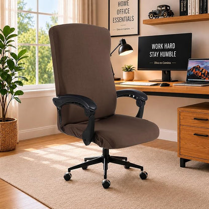 DIVA EN CAMINO DEC Stretchable Office Chair Cover with Durable Zipper, Soft Slipcover for Computer Desk Chair, High Back Chair