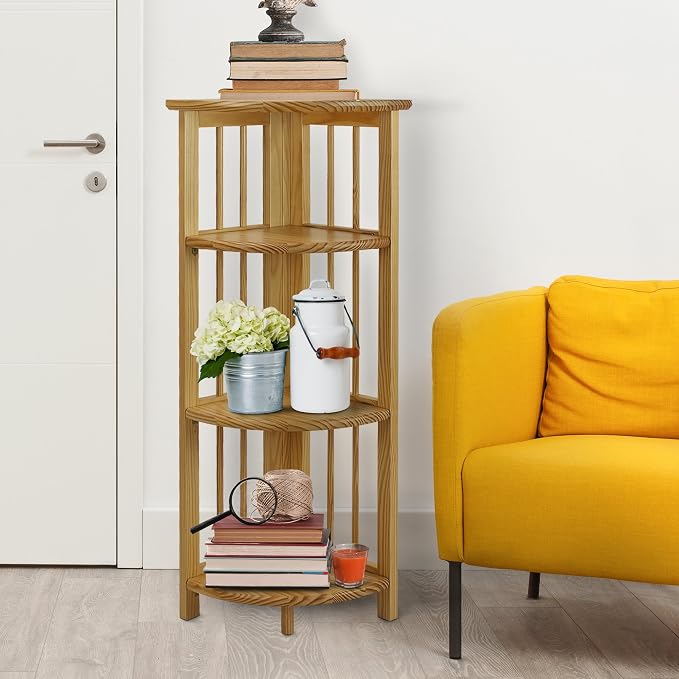 Casual Home 4-Shelf Corner Folding Bookcase, Natural