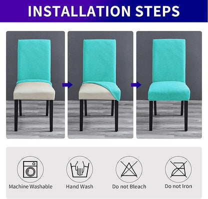 Stretch Chair Covers for Dining Room Set of 4, Removable Washable Dining Room Chair Covers, Dining Chair Slipcovers Seat Protector, Great for Home and Banquet Decoration (Turquoise, 4 Pack)