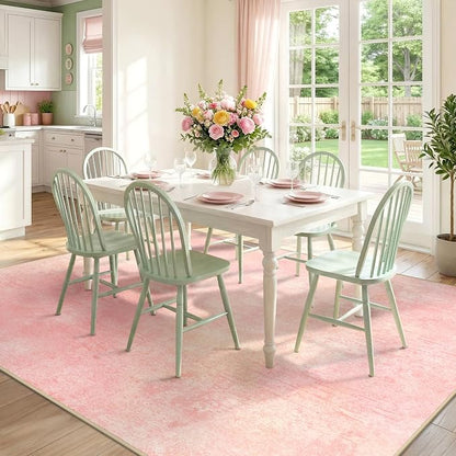 RELEANY Washable Area Rugs 6'x9' Non-Slip Modern Abstract Soft for Living Room Entryway Bedroom Kitchen, Print Pattern, Light Pink
