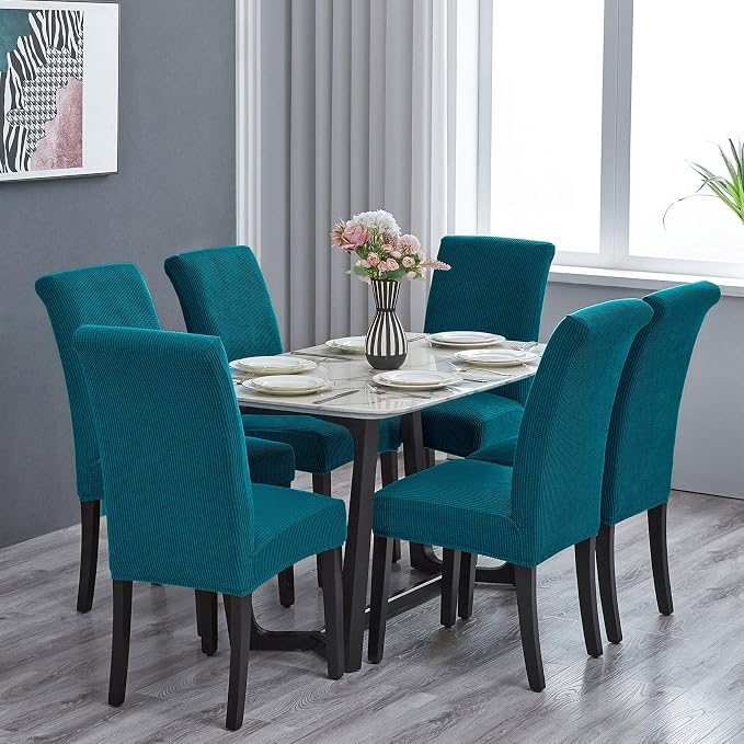 Stretch Chair Covers for Dining Room Set of 2, Removable Washable Dining Room Chair Covers, Dining Chair Slipcovers Seat Protector, Great Home Decor and Banquet Upholstery (Teal, 2 Pack)