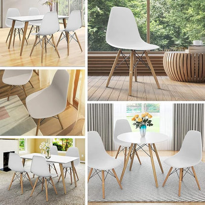 Giantex Dining Chairs Set of 2 White, Pre Assembled Mid Century Modern Dining Chairs with Wood Legs, Armless Kitchen Chairs, Plastic Dining Side Chair for Dining Room, Kitchen, Living Room