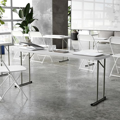 Flash Furniture Kathryn 10 Pack 6-Foot Rectangle Granite White Plastic Folding Training/Seminar Table