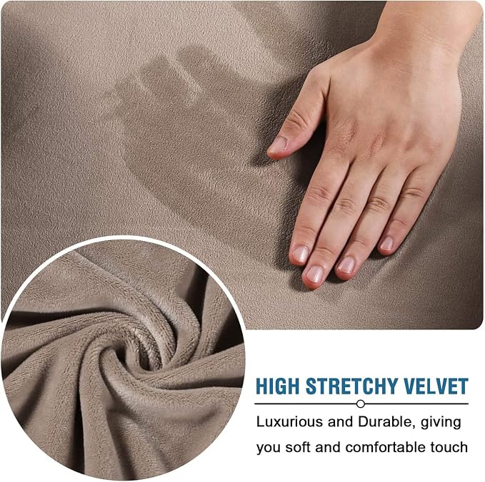 Velvet Plush Ergonomic Office Chair Cover, Khaki, XL | Stretchable Protector Comfortable, Cat Proof, For Mesh Office Desk Chair Rotating Chairs with Wheels and Armrest