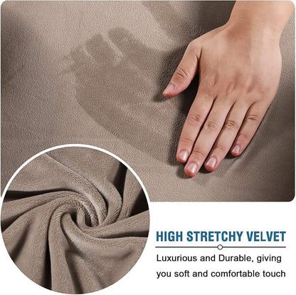 Velvet Plush Ergonomic Office Chair Cover, Khaki, XL | Stretchable Protector Comfortable, Cat Proof, For Mesh Office Desk Chair Rotating Chairs with Wheels and Armrest