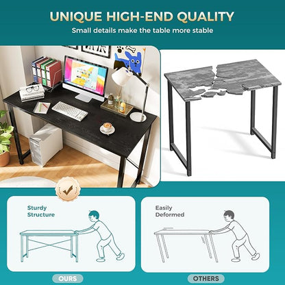 OLIXIS 44 Inch Computer Office Desk for Small Spaces, Writing Gaming Work Desk Modern Study Table with Metal Frame Home Bedroom, Black