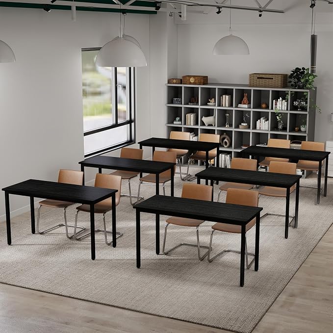 Bonzy Home Conference Tables 14ft Meeting Room Study Writing Printer Table Office Computer Desk for 16 People Save Space Design Modern 6PCS (165.3"x47.2"x29.5", Black)