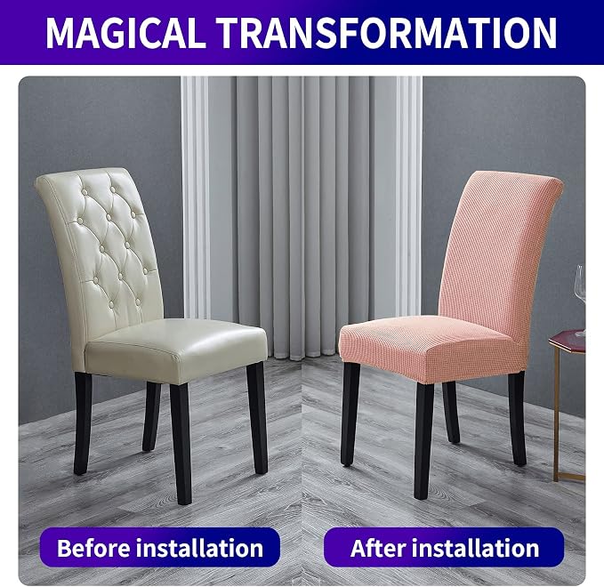 Stretch Chair Covers for Dining Room Set of 2, Removable Washable Dining Room Chair Covers, Dining Chair Slipcovers Seat Protector, Great for Home Decor and Banquet (Dusty Pink, 2 Pack)
