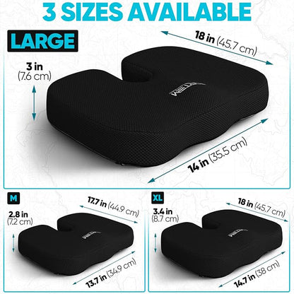 FORTEM Seat Cushion, Office Chair Cushion, Memory Foam Car Seat Cushions, Sciatica Coccyx Tailbone Pain Relief, Chair Cushions for Back Support, Sitting Pad for Gaming, Washable Cover, Non Slip
