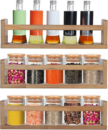 AZSKY Nursery Book Shelves for Wall Bookshelf for Kids Wood Floating Book Shelves16 Inch Wall Shelves for Living Room Bedroom Decor Kitchen Spice Rack Bathroom Storage Organizer Shelf Set of 3