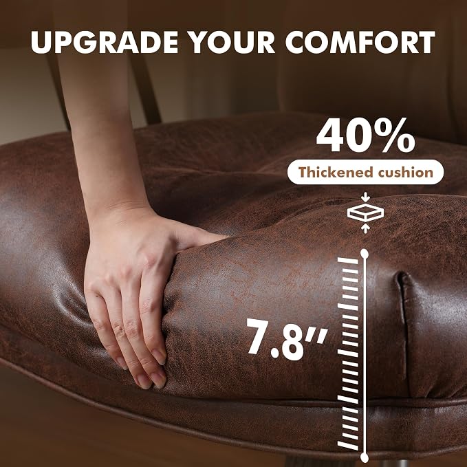 Faux Leather Executive Office Chair - Big and Tall Ergonomic Home Office Chair, Computer Desk Chair w/Lumbar Support,Adjustable Task Chair Swivel Rolling Chair with Wheels,Suede,Dark Brown