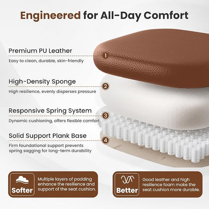 BESTFAIR Big and Tall Office Chair - 400 LBS Capacity Executive Chair with High Back & Footrest, Ergonomic Office Chair for Heavy People, Wide Padded Seat Computer Gaming Chair, Brown 2 Pack